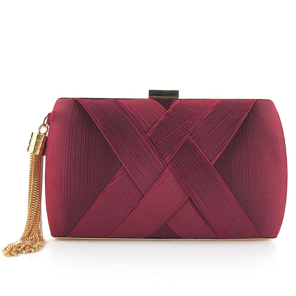 Evening Clutch Satin Tassel Removable Shoulder Strap