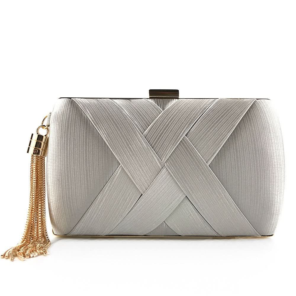 Evening Clutch Satin Tassel Removable Shoulder Strap