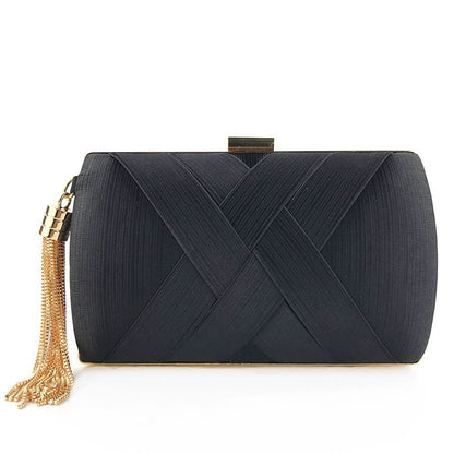Evening Clutch Satin Tassel Removable Shoulder Strap