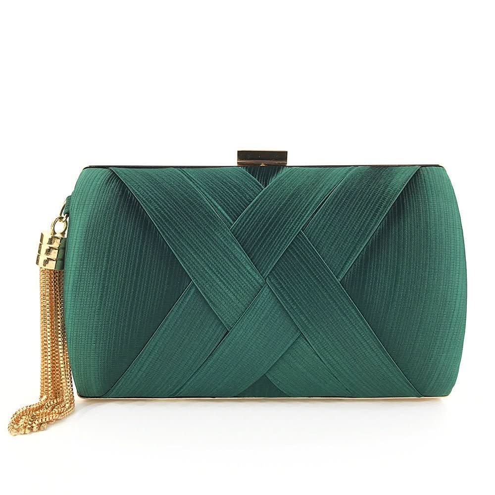 Evening Clutch Satin Tassel Removable Shoulder Strap