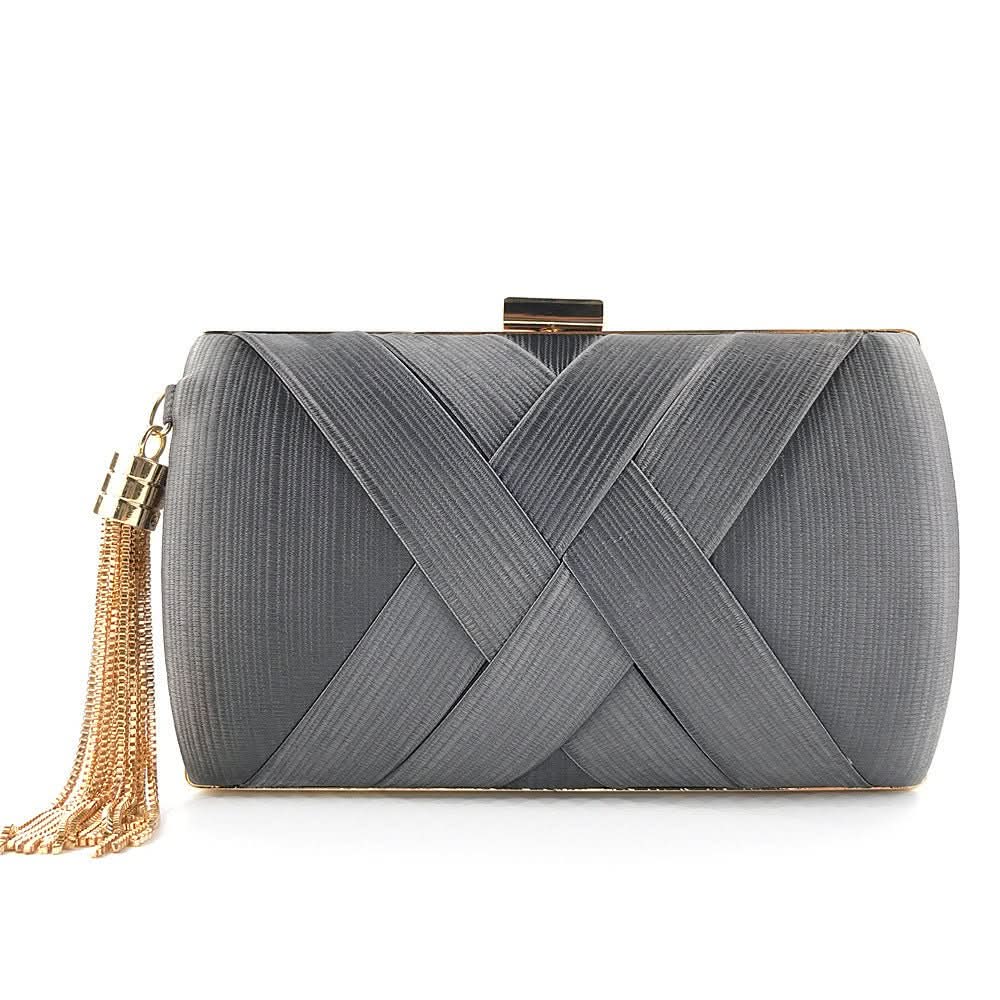 Evening Clutch Satin Tassel Removable Shoulder Strap