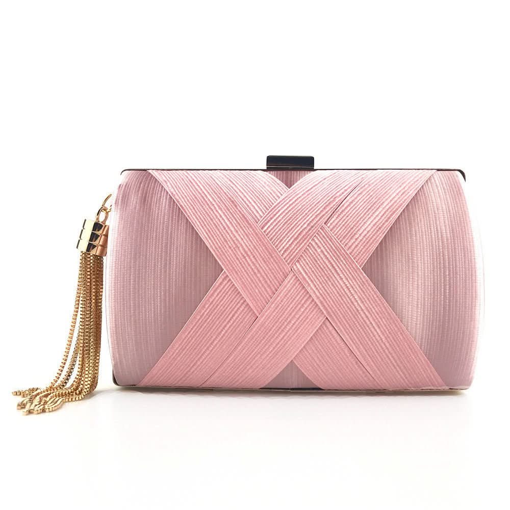 Evening Clutch Satin Tassel Removable Shoulder Strap
