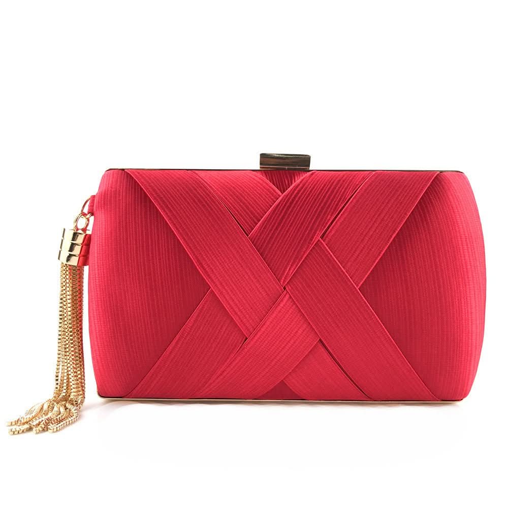 Evening Clutch Satin Tassel Removable Shoulder Strap