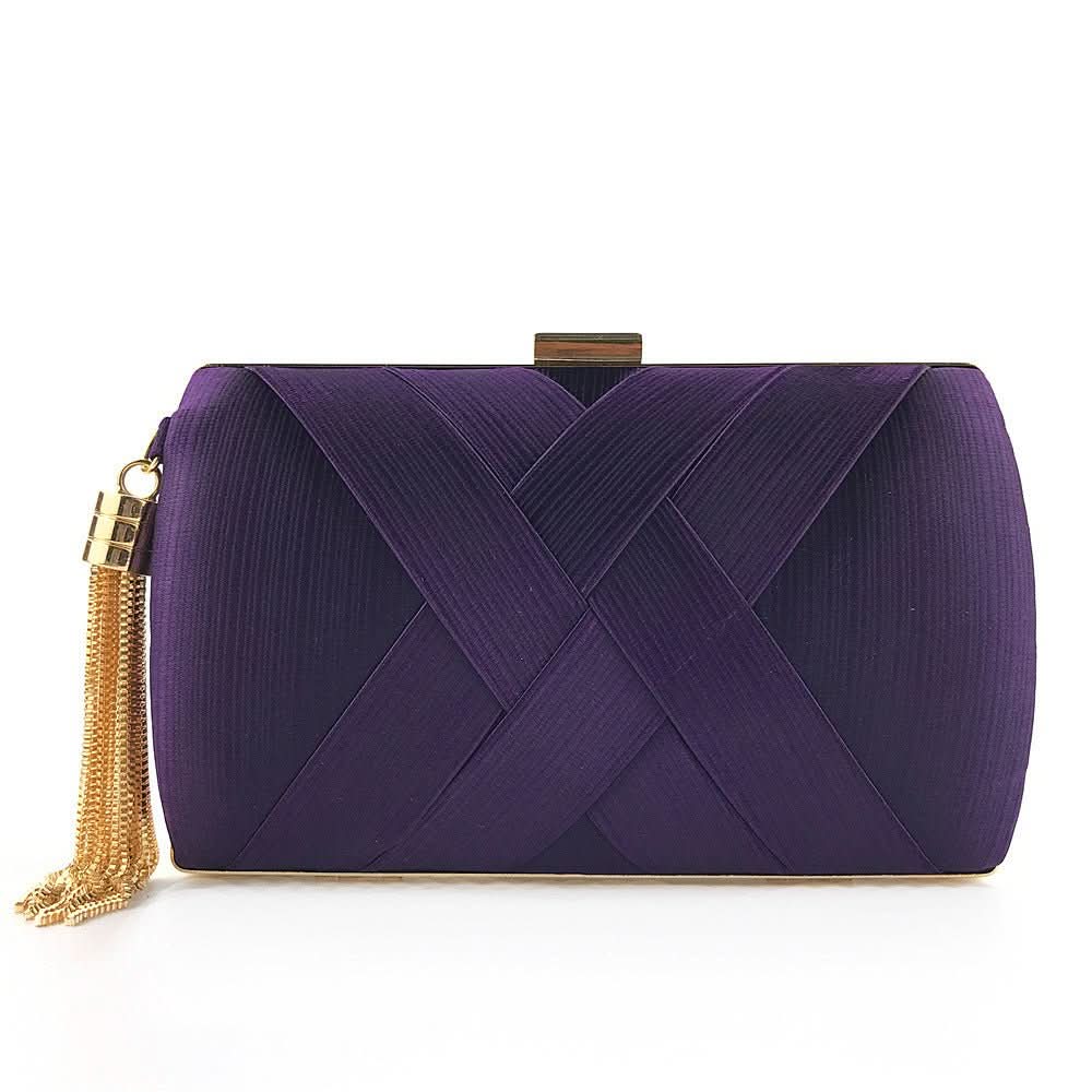 Evening Clutch Satin Tassel Removable Shoulder Strap