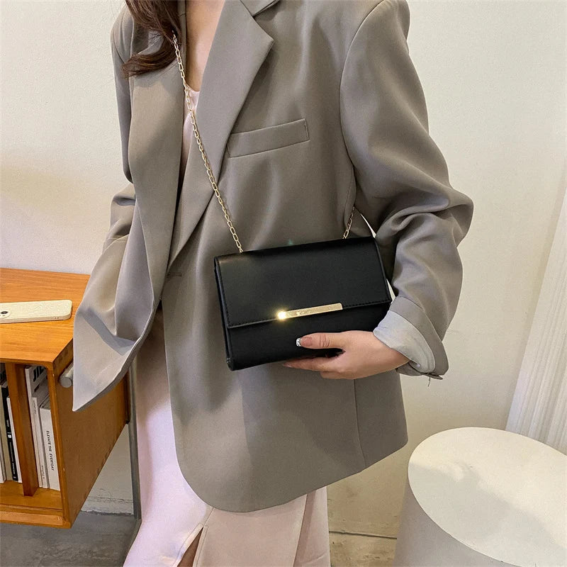 Evening Clutch Synthetic Leather Removable Chain Strap