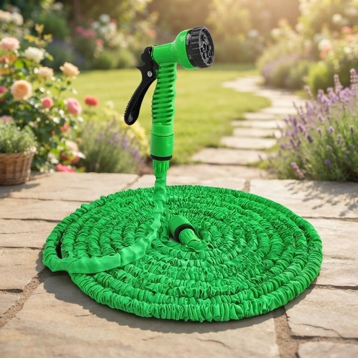 Expandable Garden Hose Expands 3x 7-Function Nozzle