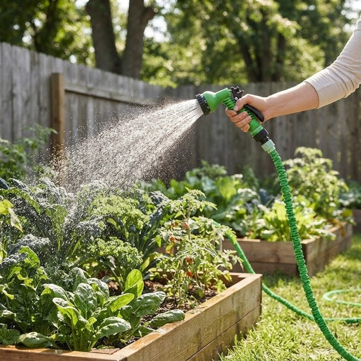 Expandable Garden Hose Expands 3x 7-Function Nozzle