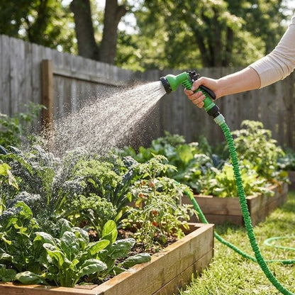 Expandable Garden Hose Expands 3x 7-Function Nozzle