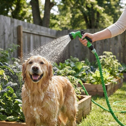 Expandable Garden Hose Expands 3x 7-Function Nozzle