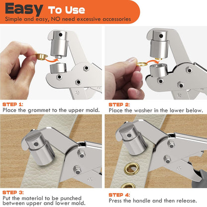 Eyelet Pliers Double-Lever Magnetic Punch & Non-Slip Handle