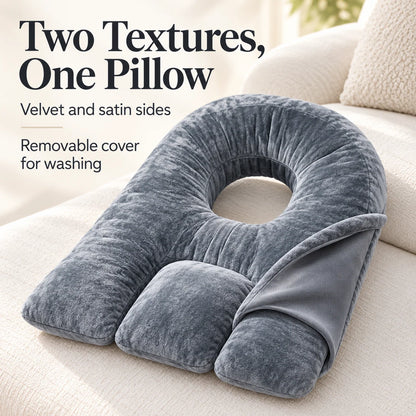 Face-Down Pillow Shredded Memory Foam Face Opening Reversible Cover