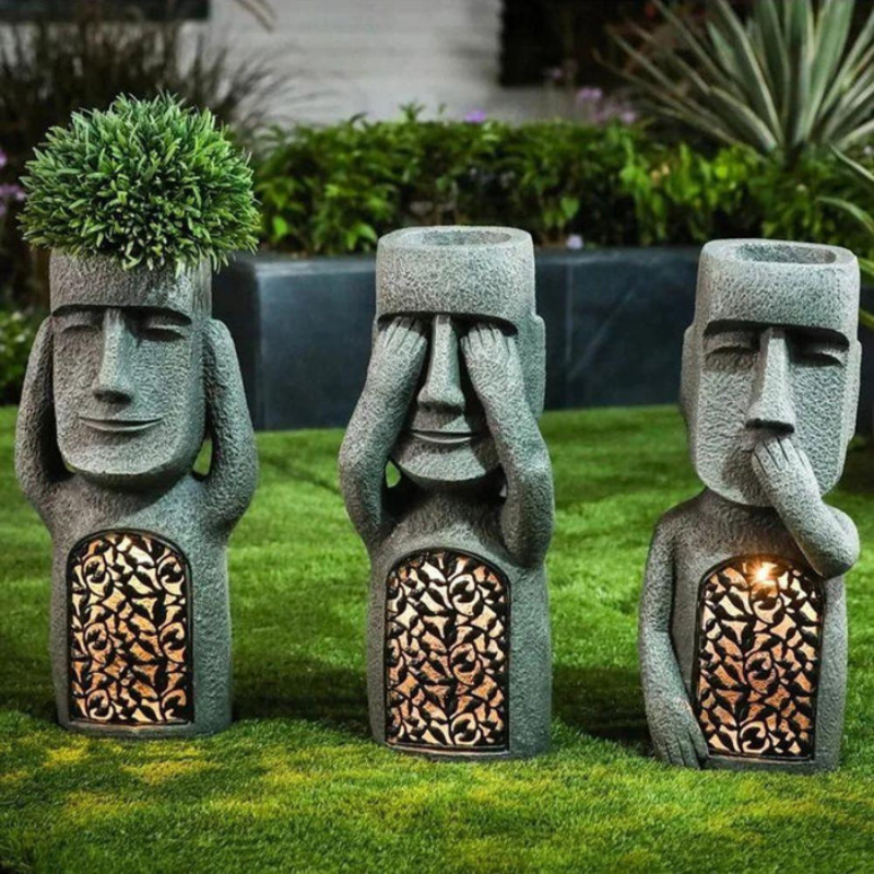 Face Planter Solar LED Weatherproof Resin