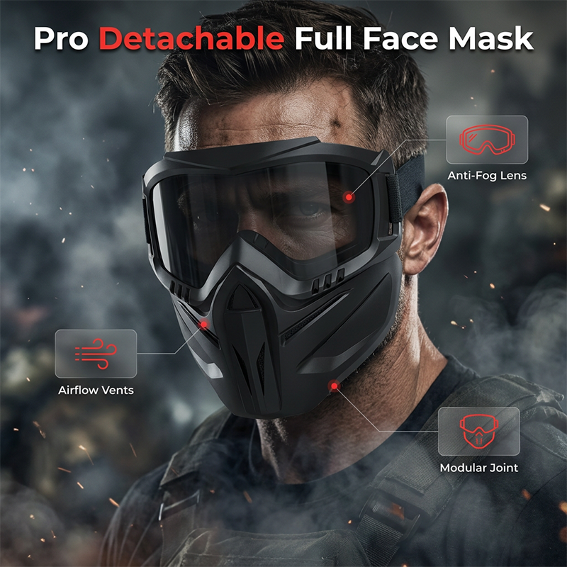 Face Shield Detachable Goggles & Ventilated Anti-Fog Polycarbonate