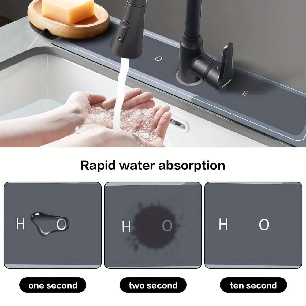 Faucet Absorbent Mat Geometric Quick-Dry Compact & Reusable
