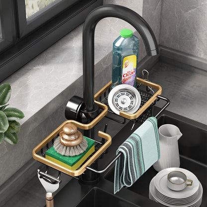 Faucet Sink Organizer Dual Baskets & Towel Bar