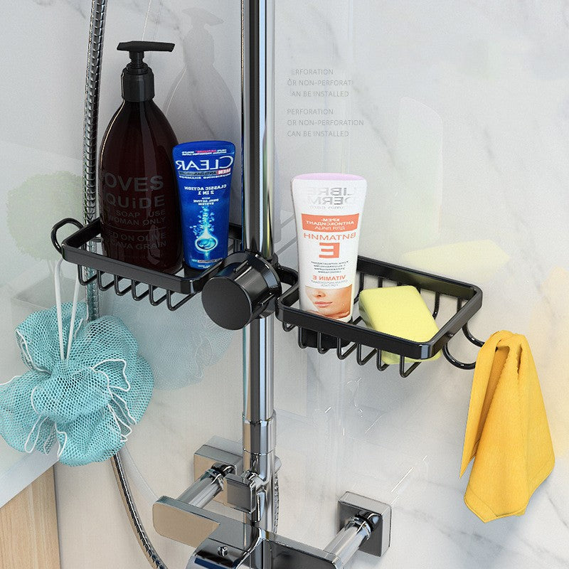 Faucet Sink Organizer Dual Baskets & Towel Bar