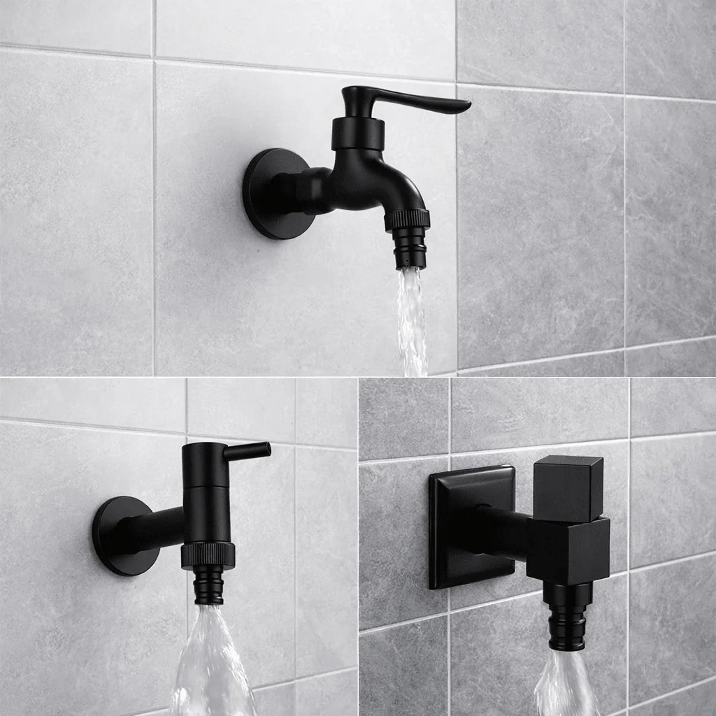 Faucet Wall-Mounted Solid Brass Matte Black