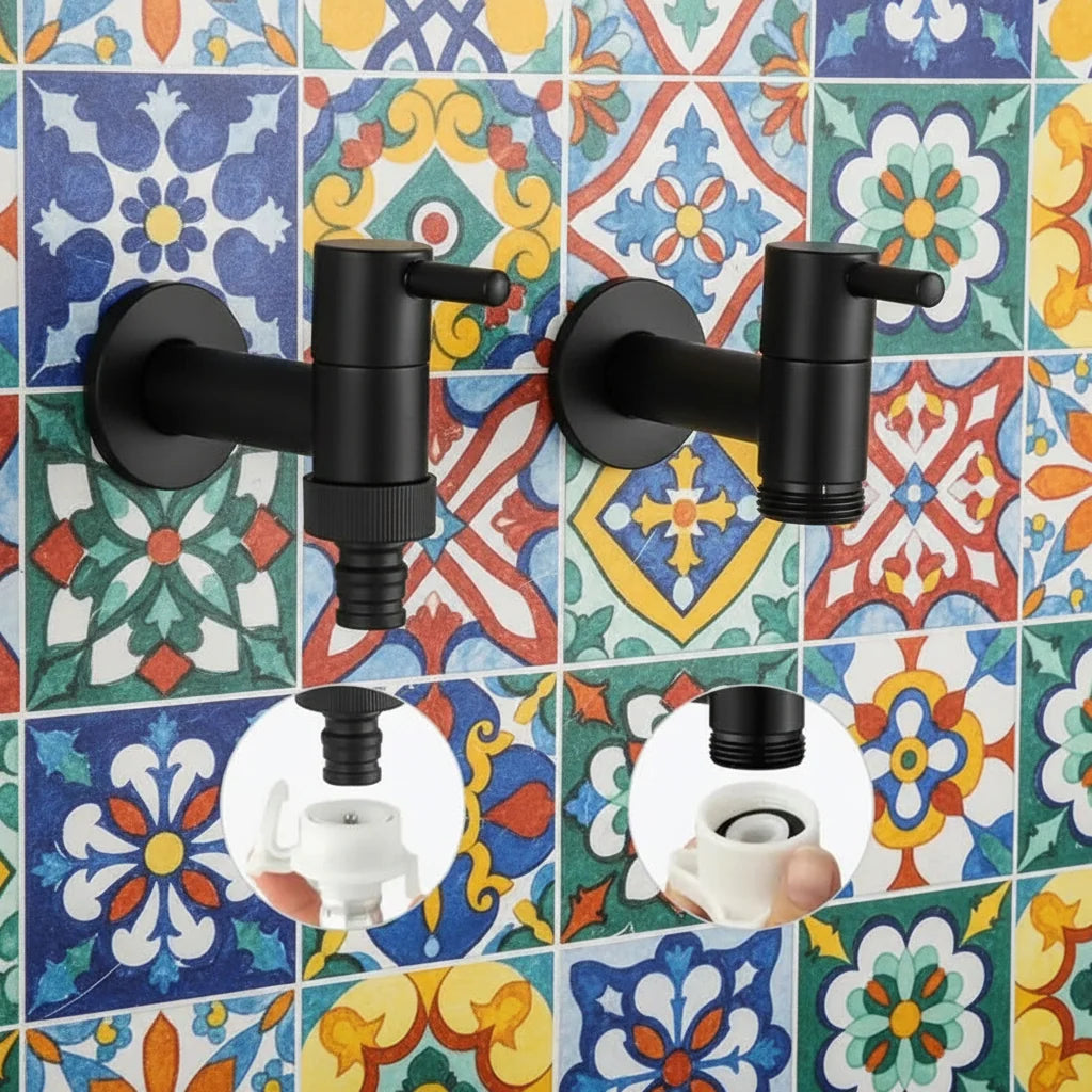 Faucet Wall-Mounted Solid Brass Matte Black