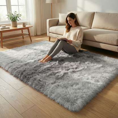 Faux Fur Rug 1.6 Inch Pile Non-Slip Machine Washable