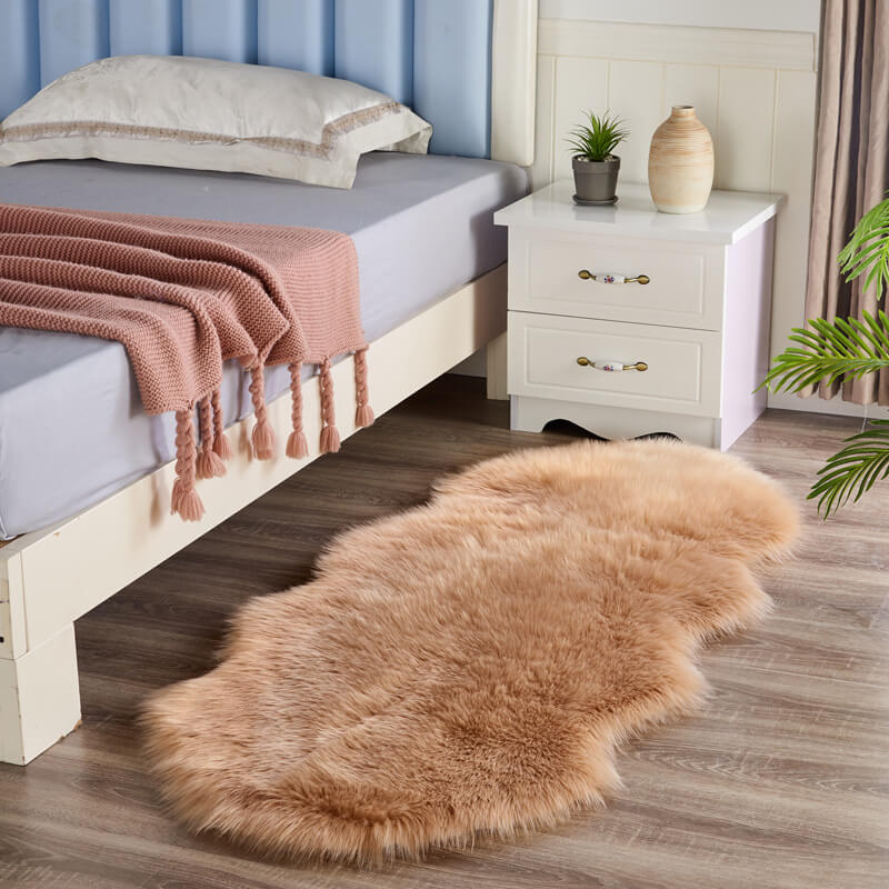 Faux Fur Rug Long-Pile Non-Slip Backing
