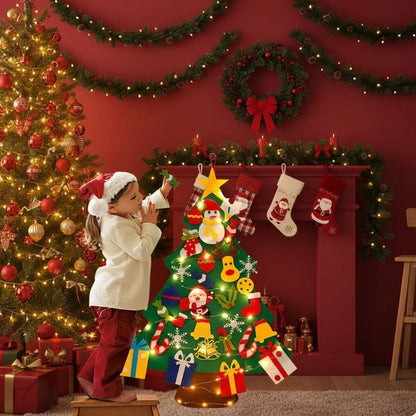 Felt Christmas Tree Wall Decor With LED Lights