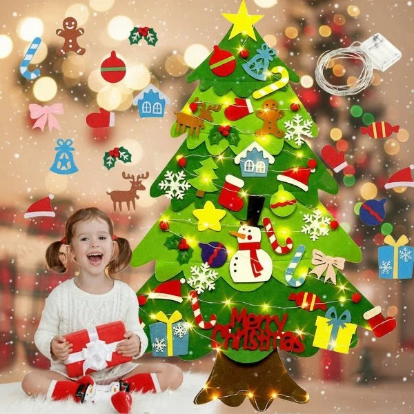 Felt Christmas Tree Wall Decor With LED Lights