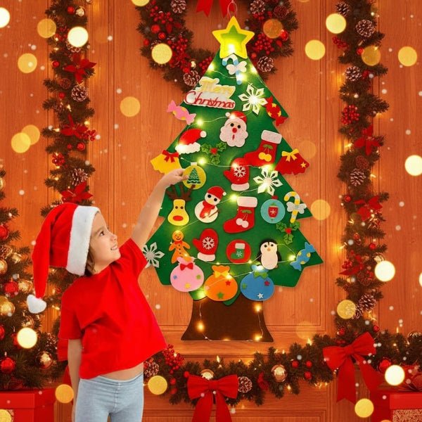Felt Christmas Tree Wall Decor With LED Lights