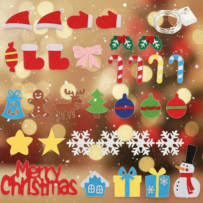 Felt Christmas Tree Wall Decor With LED Lights