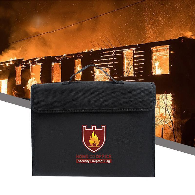 Fireproof Document Bag Heat-Resistant 1,999°F Water-Repellent & Detachable Strap