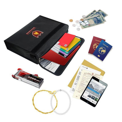 Fireproof Document Bag Heat-Resistant 1,999°F Water-Repellent & Detachable Strap
