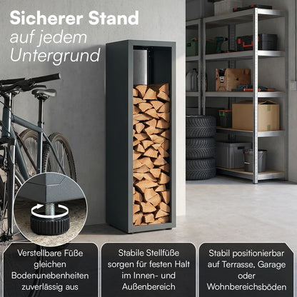 Firewood Rack Galvanized Steel Weather-Resistant Adjustable Feet