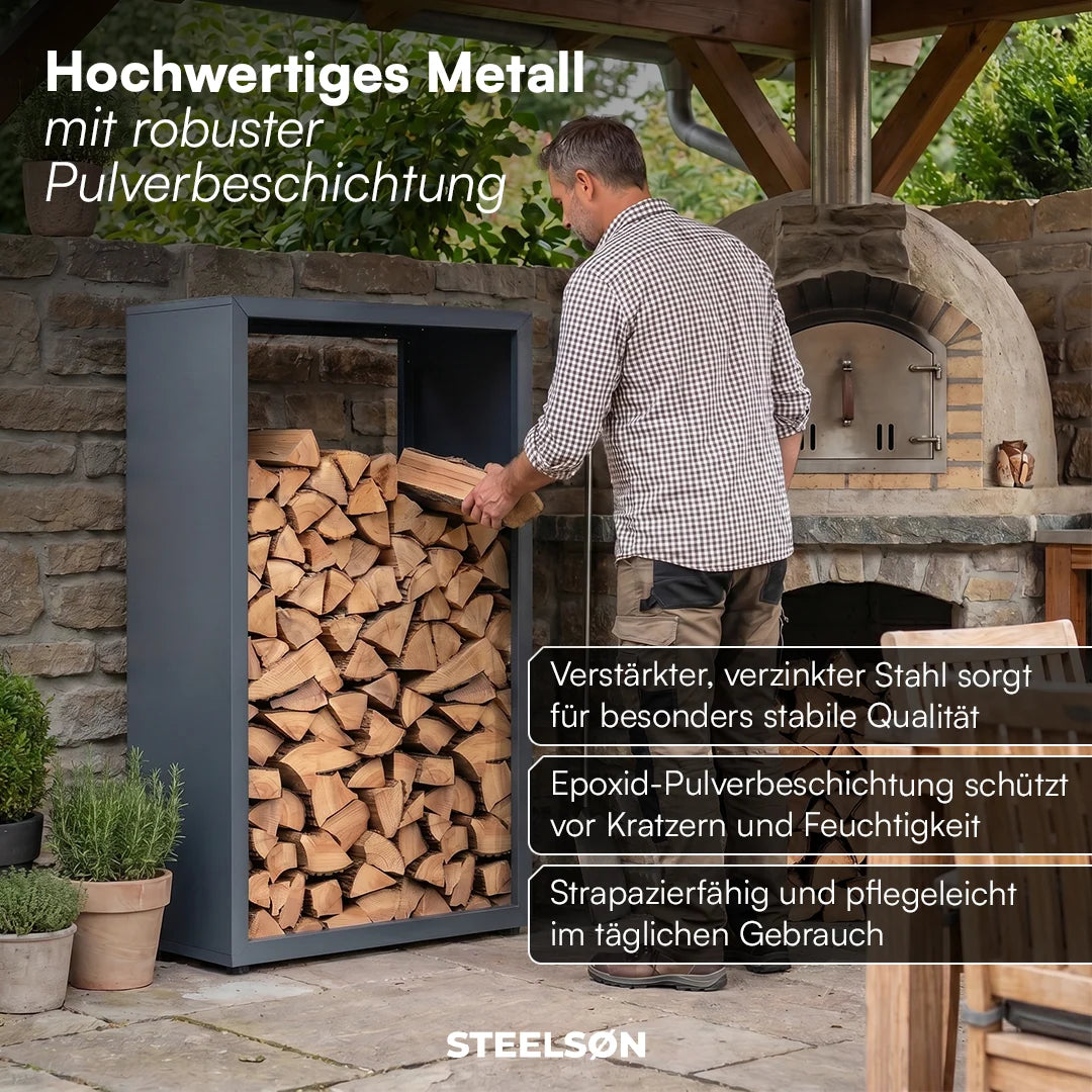 Firewood Rack Galvanized Steel Weather-Resistant Adjustable Feet