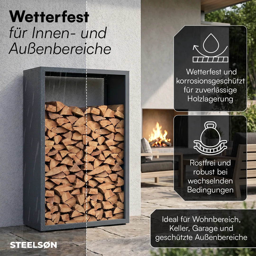 Firewood Rack Galvanized Steel Weather-Resistant Adjustable Feet