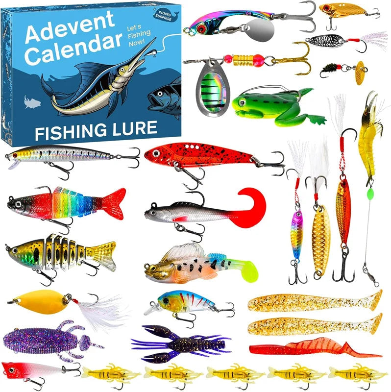 Fishing Lure Advent Calendar 24 Assorted Pre-Rigged Lures