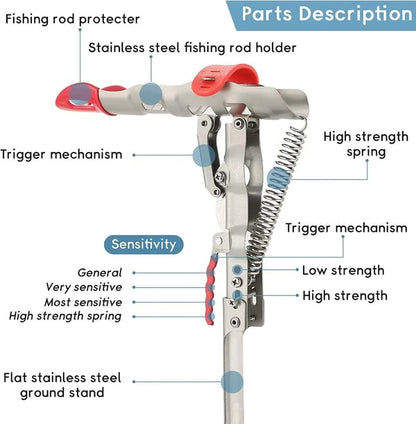 Fishing Rod Holder Automatic Bite Sensor Stainless Steel