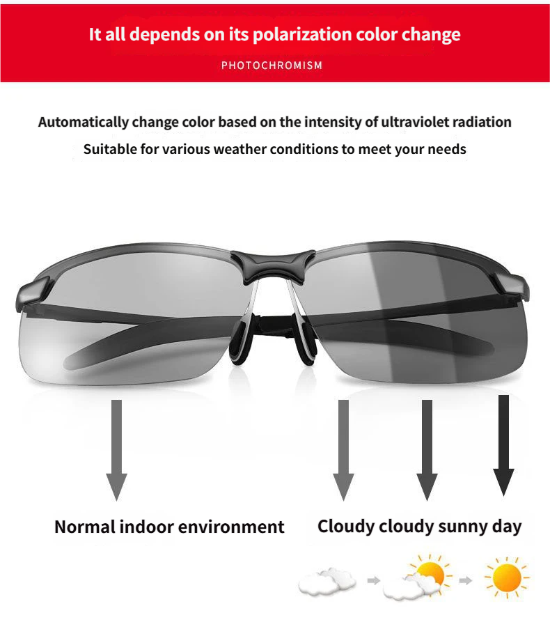 Fishing Sunglasses Polarized Adaptive Tint & Lightweight Wrap Frame