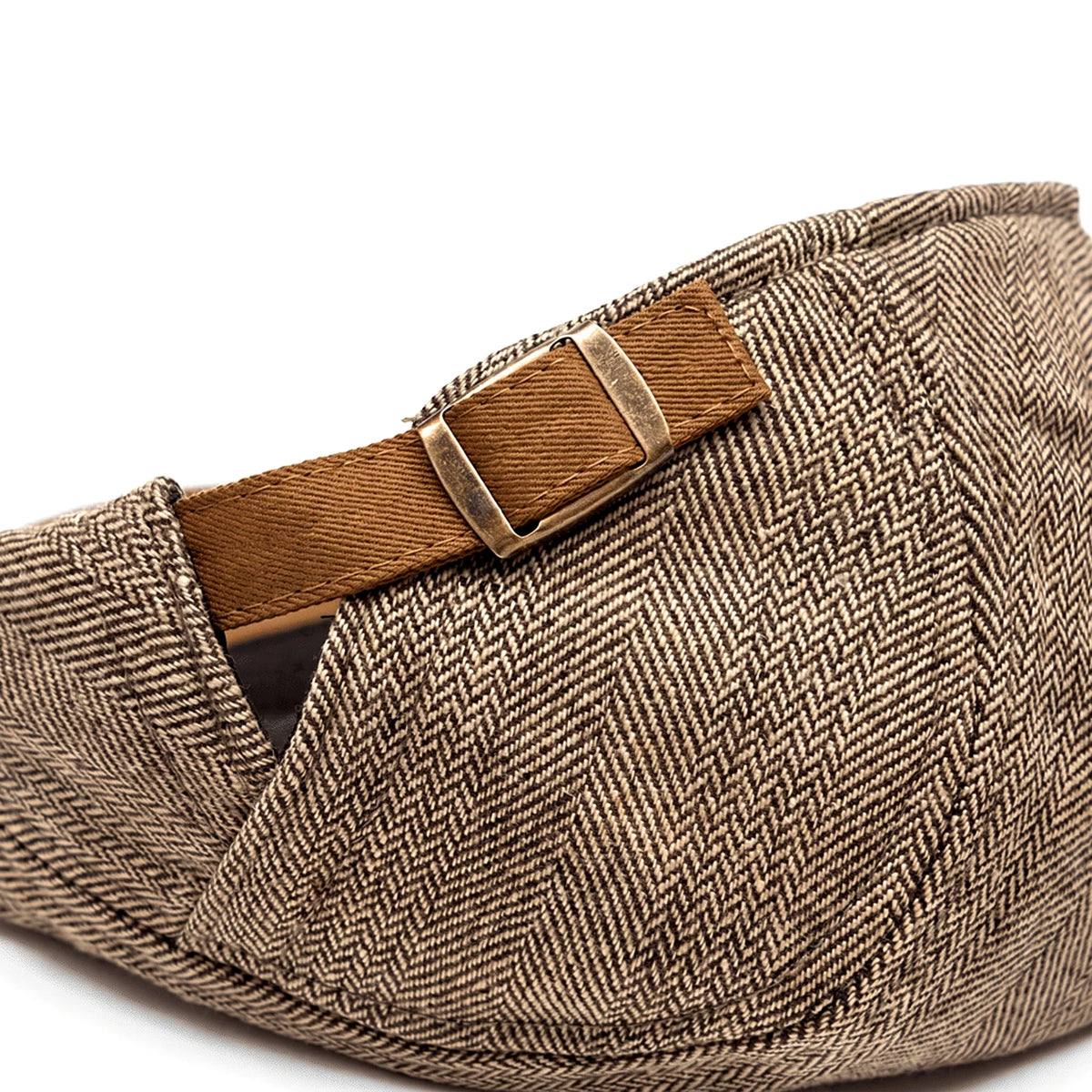 Flat Cap Herringbone Cotton Blend Adjustable Strap
