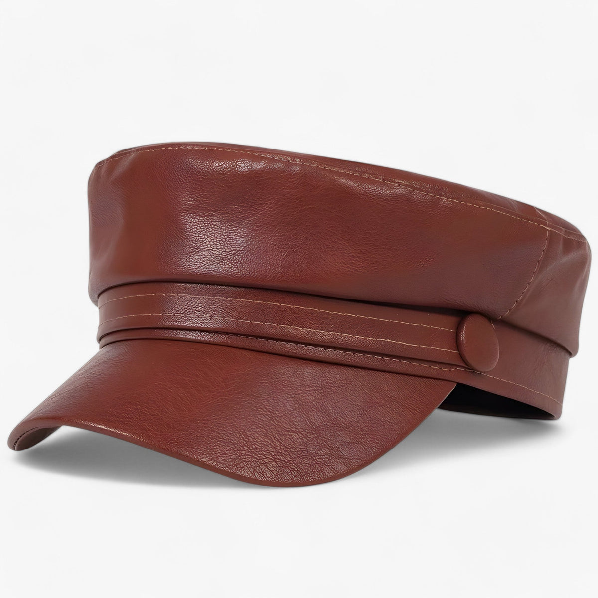 Flat Cap Octagonal PU Leather Adjustable Soft Lined