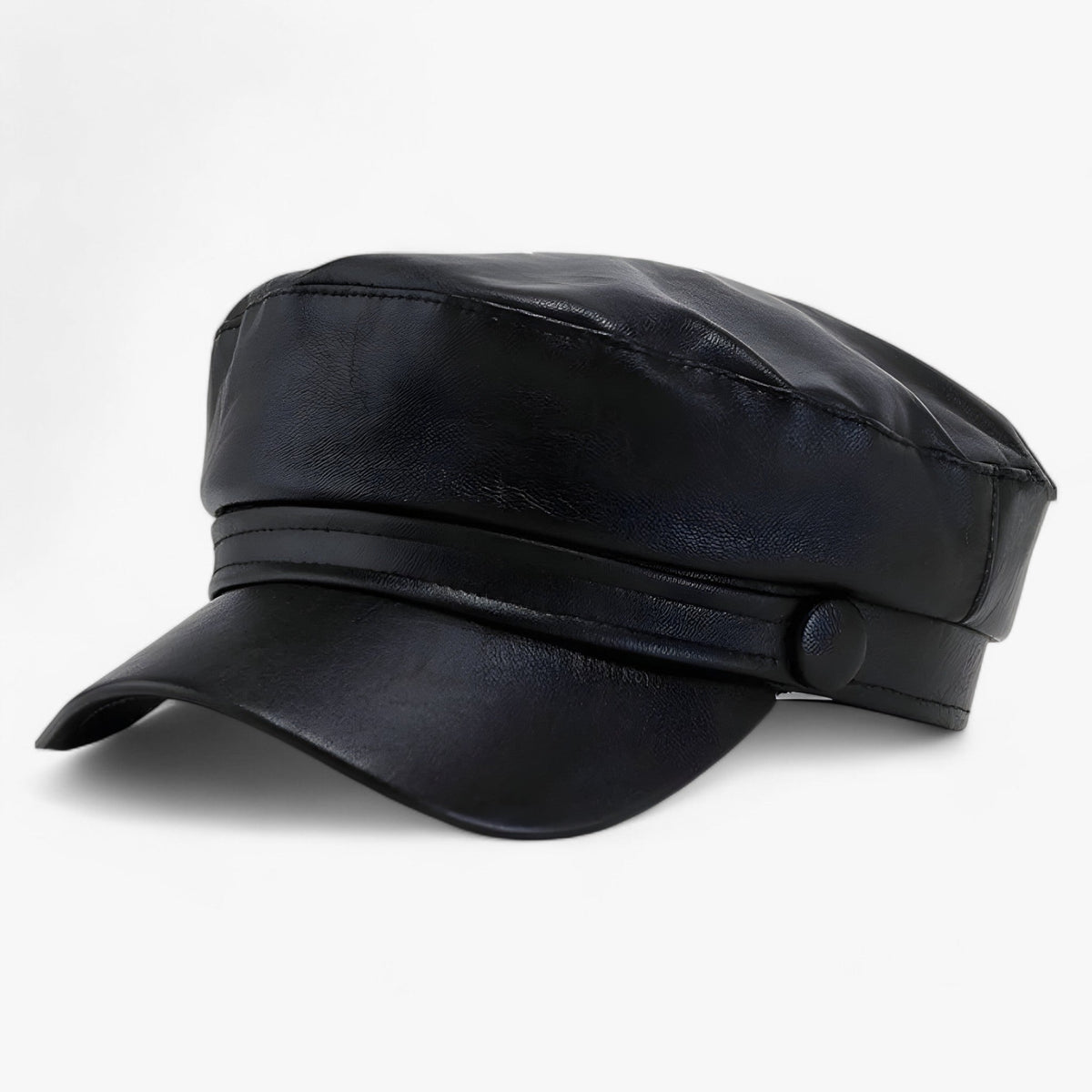 Flat Cap Octagonal PU Leather Adjustable Soft Lined