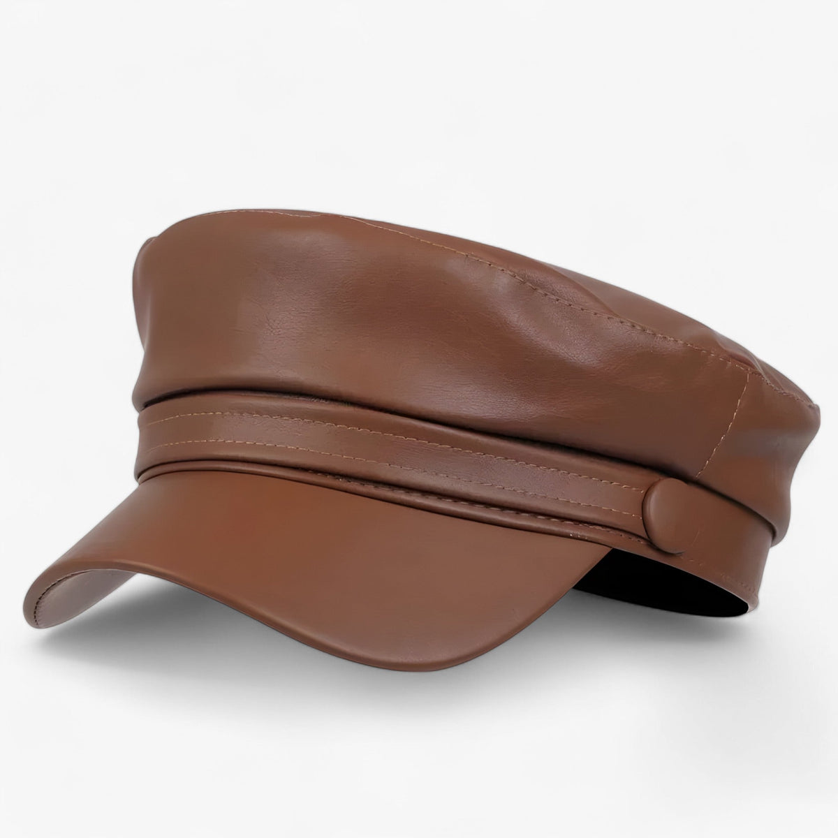 Flat Cap Octagonal PU Leather Adjustable Soft Lined