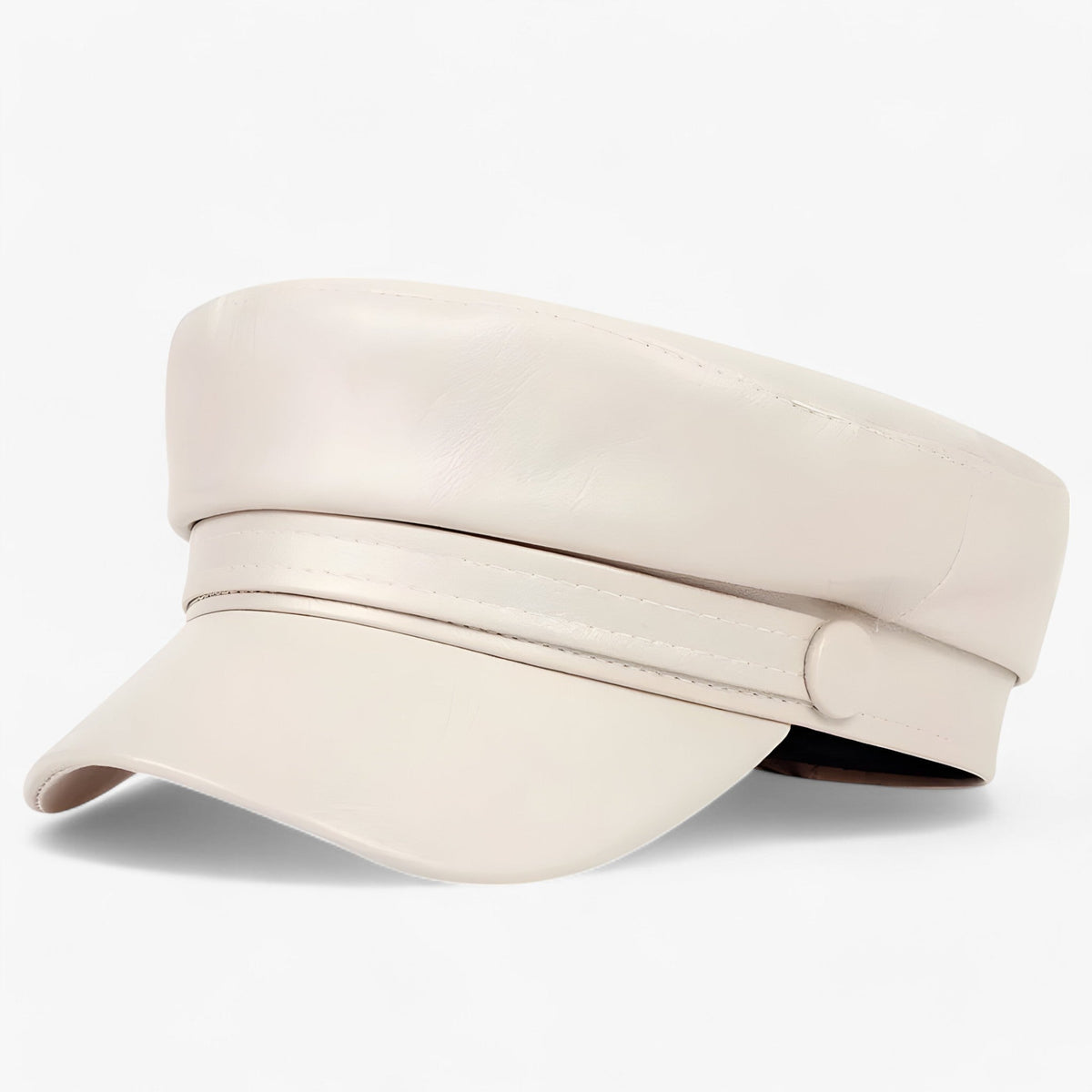 Flat Cap Octagonal PU Leather Adjustable Soft Lined