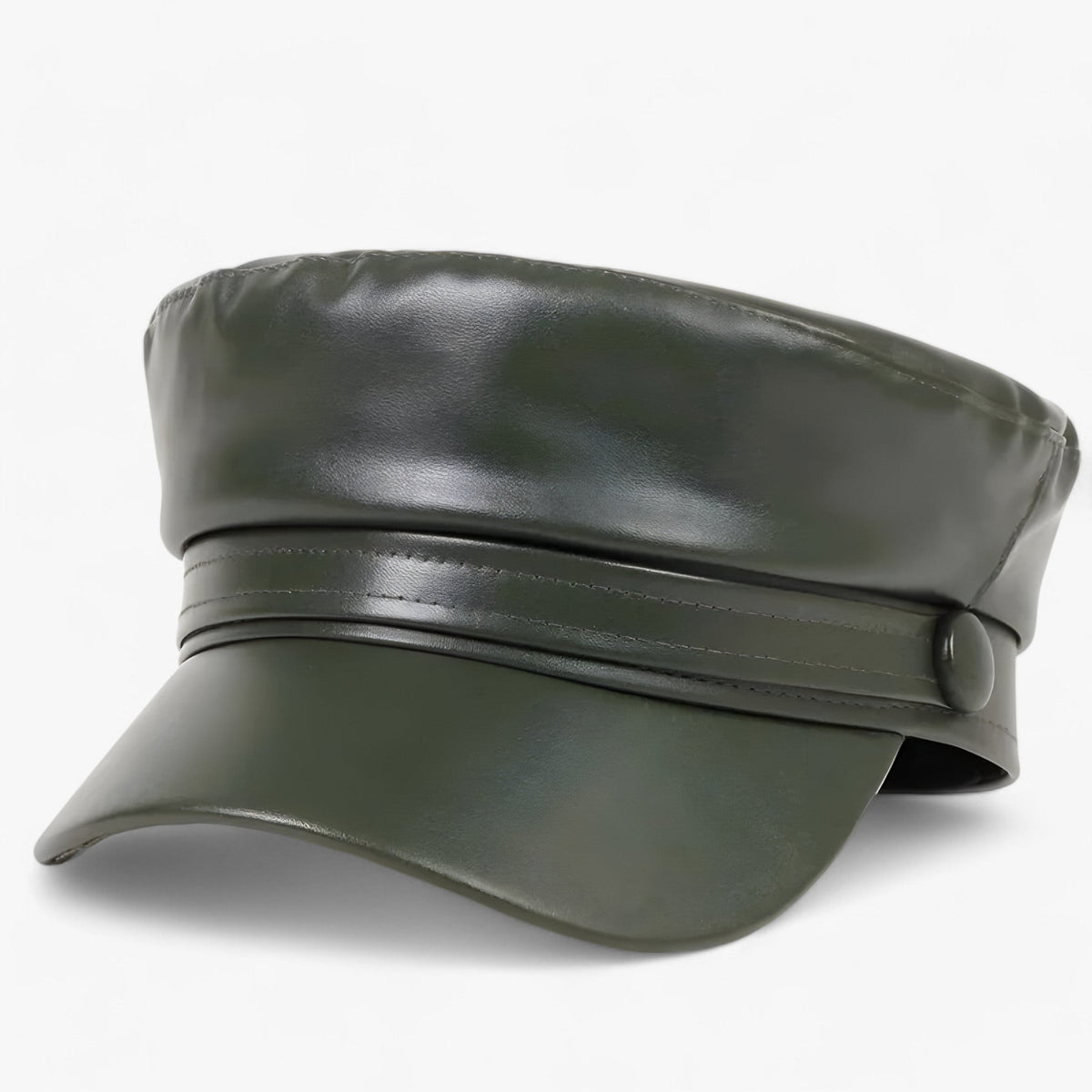Flat Cap Octagonal PU Leather Adjustable Soft Lined