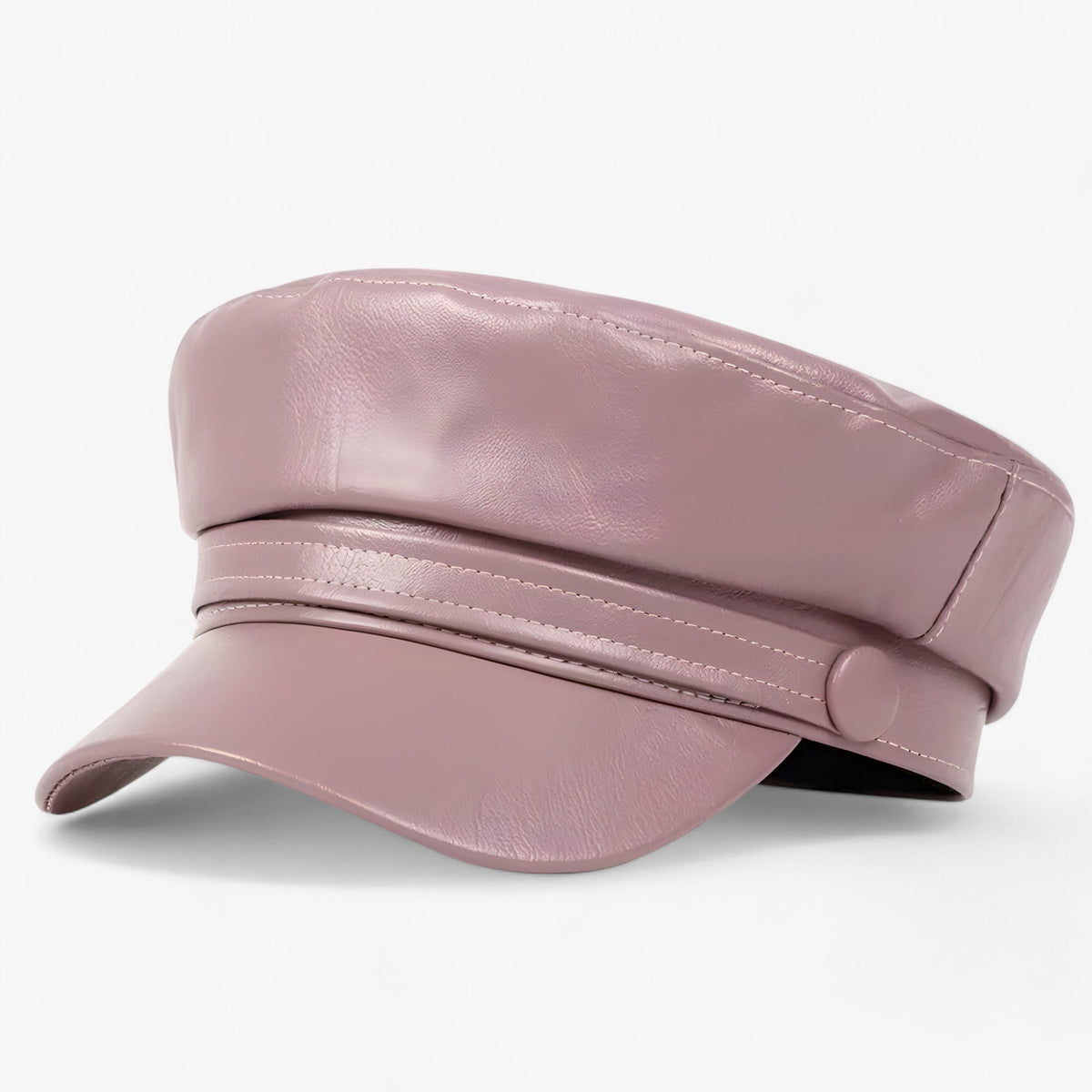 Flat Cap Octagonal PU Leather Adjustable Soft Lined