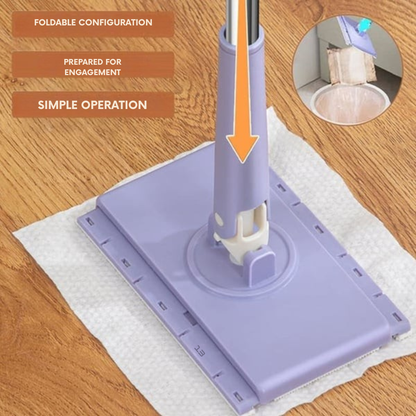 Flat Mop 360° Swivel Touch-Free Pad Change