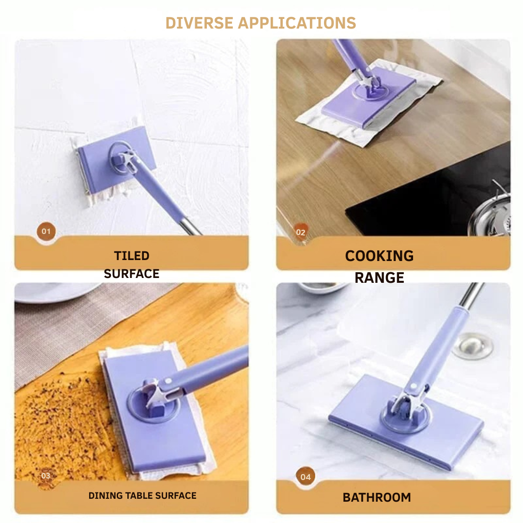 Flat Mop 360° Swivel Touch-Free Pad Change