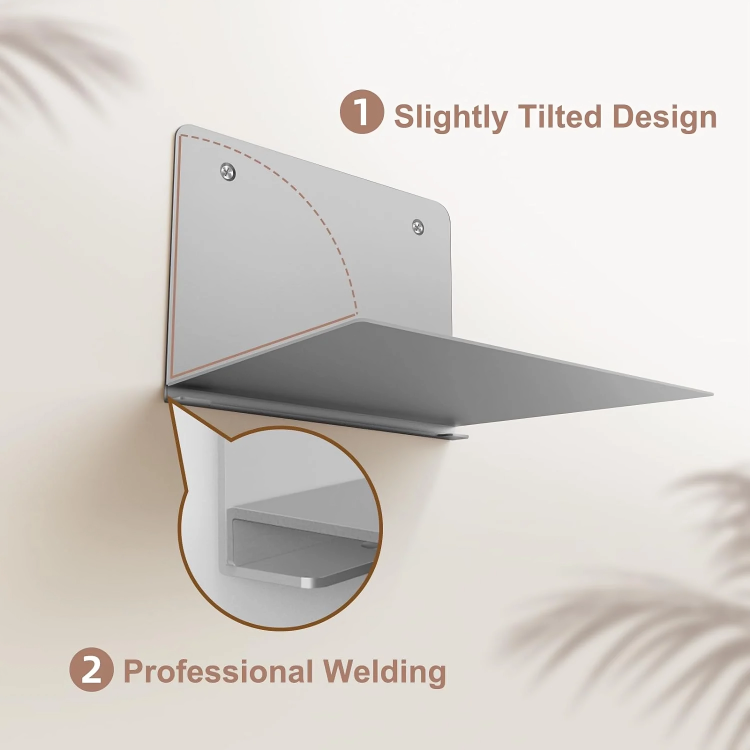 Floating Bookshelf Stainless Steel Supports Up To 15.4 lb