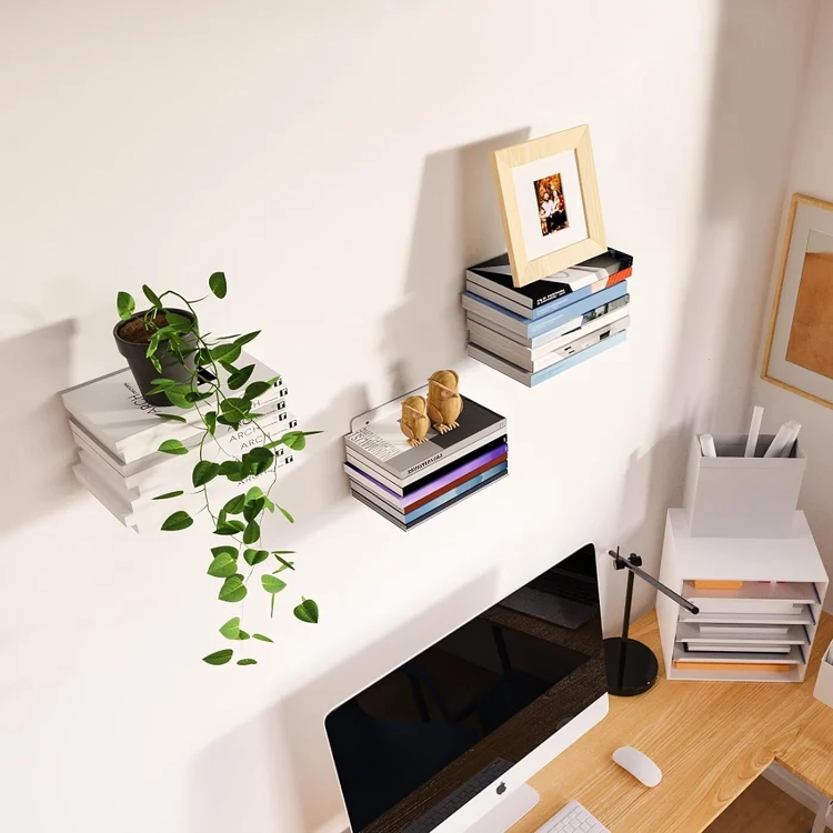 Floating Bookshelf Stainless Steel Supports Up To 15.4 lb