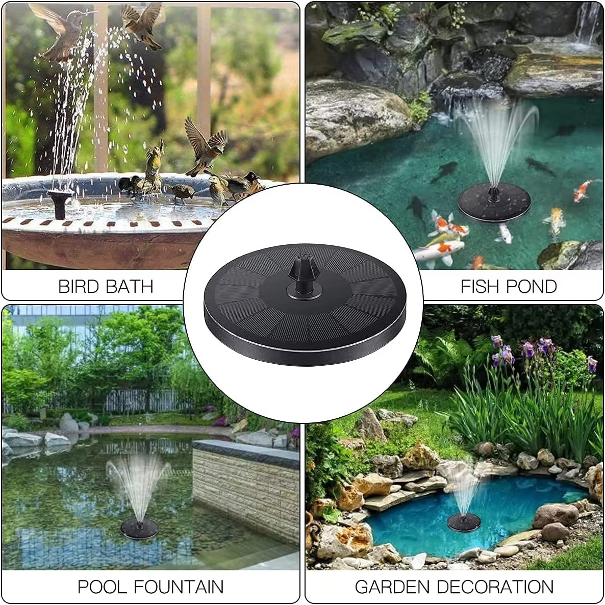 Floating Fountain Solar-Powered Bird-Friendly 17cm Diameter