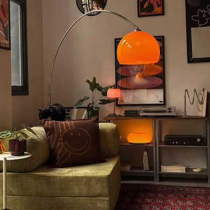 Floor Lamp Curved Adjustable Height Warm Ambient Light