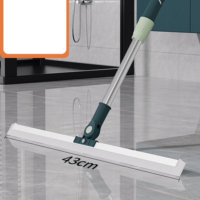 Floor Squeegee 180° Rotating Head Telescopic Handle Silicone Blade